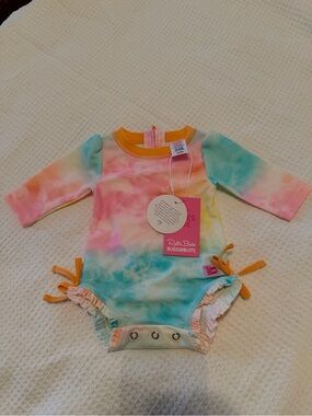 RuffleButts/RuggedButts Tie-Dye Long Sleeve One-Piece Bodysuit - Pastel